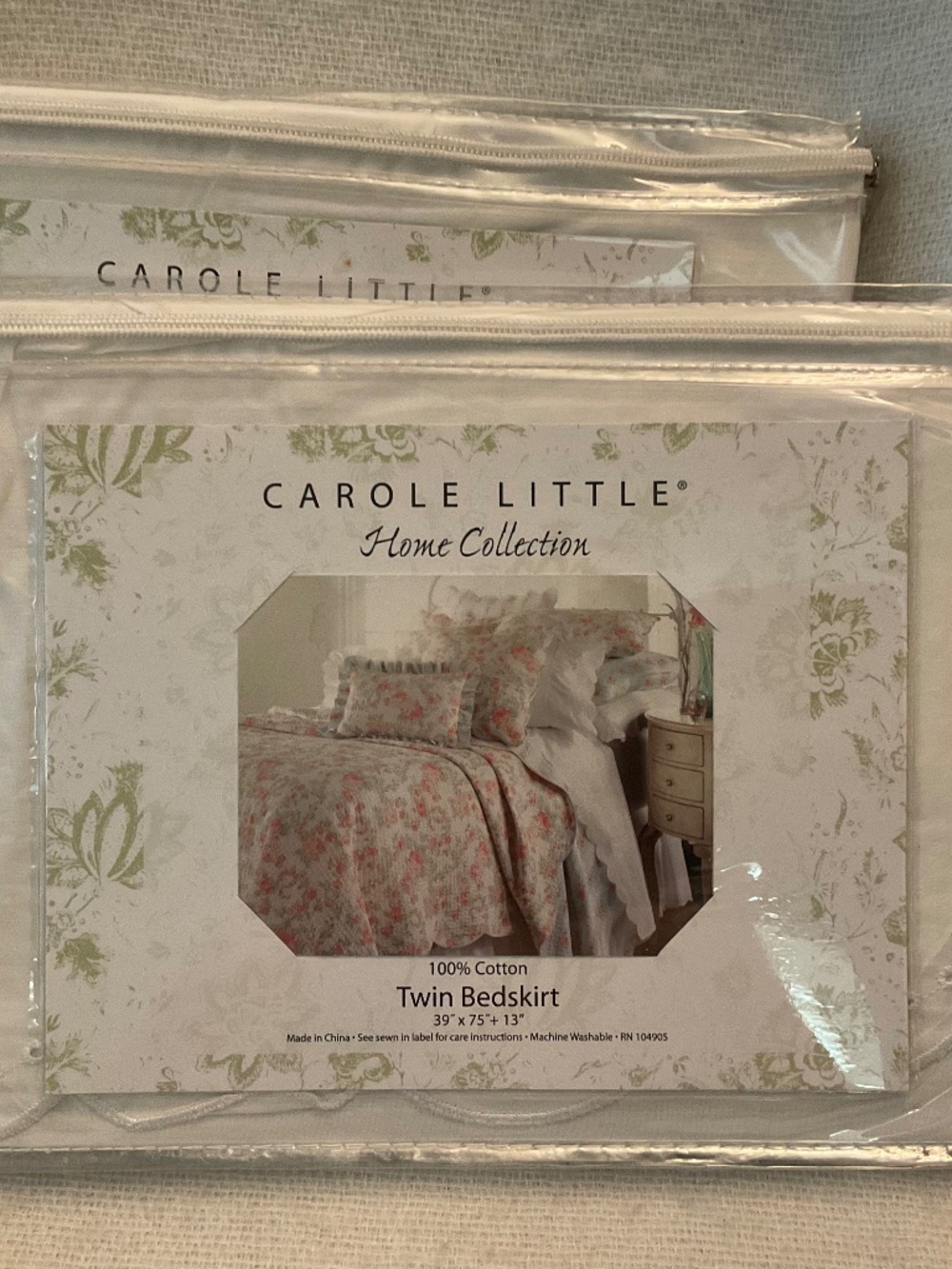 (2) Carole Little Twin Bedskirts White 100% Cotton New Cottagecore
